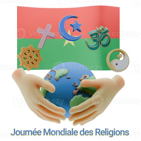 Confident 3D renders of World Religion Day Written in Burkina Faso