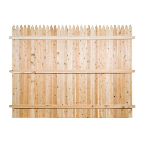 6 Ft H X 8 Ft W Privacy Eastern White Cedar Molded And Dowell 3 In Stockade Pointed Picket