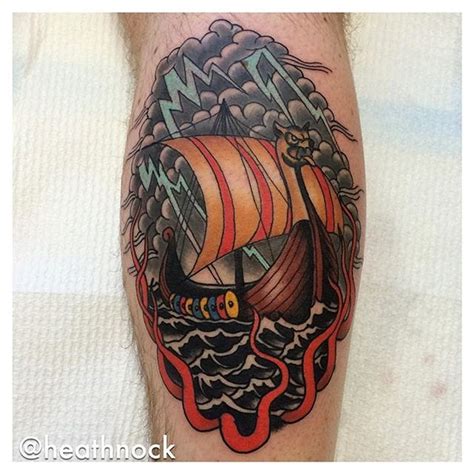 Viking Ship Tattoo Art