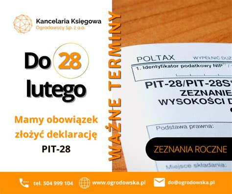 Obowiązek złożenia deklaracji PIT 28 Kancelaria Księgowa Ogrodowscy