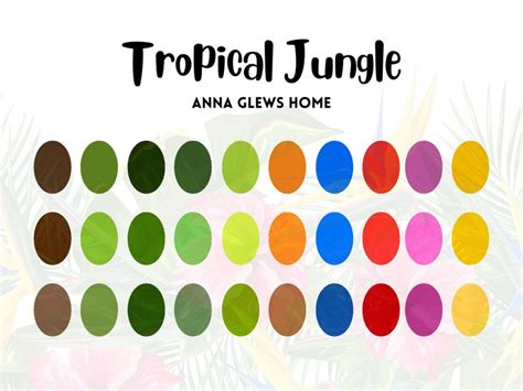 Tropical Jungle Procreate Color Palette Color Swatches Etsy