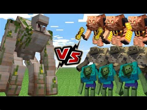 Mutant Iron Golem Vs Mutant Piglin Brute Mutant Husk Mutant Zombie