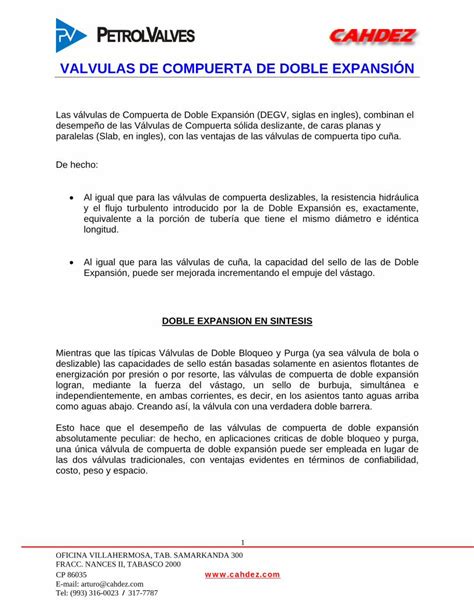 PDF VALVULAS DE COMPUERTA DE DOBLE EXPANSIÓN PDF file Absoluto