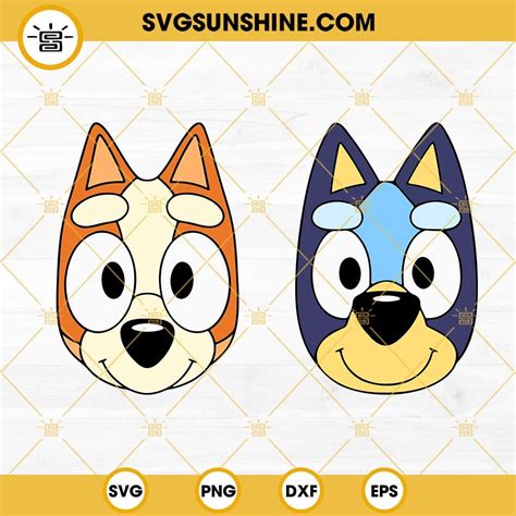 Bluey And Bingo Face SVG Bundle, Bluey Cartoon Disney SVG PNG DXF EPS ...