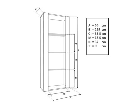 Komodee Vitrine Armoire Tivoli Noir Wotan Largeur 55cm X Hauteur 159cm