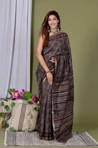 Party Wear Printed Ajrakh Print Chanderi Cotton Silk Saree 6 3 M