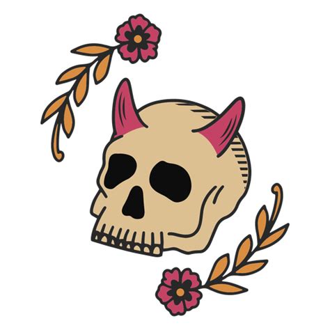 Diseño Png Y Svg De Tatuaje De Calavera Floral Para Camisetas