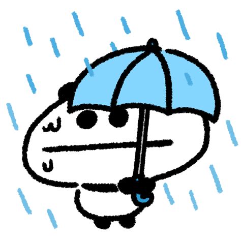 雨が降っているので傘をさしたけど濡れてしまうパンダのイラスト ゆるくてかわいい無料イラスト・アイコン素材屋「ぴよたそ」