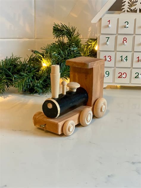 Handmade Wooden Toy Train Set Natural Wood Toy Perfect Birthday T Etsy