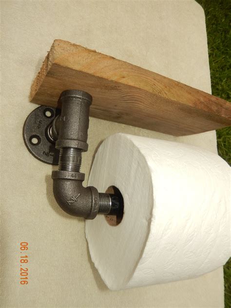 Industrial Black Pipe Toilet Paper Holder With Shelf Etsy