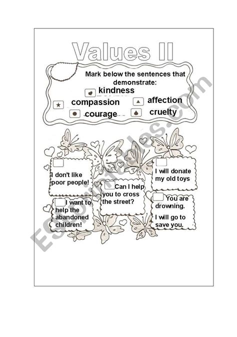 Values Identification Worksheets