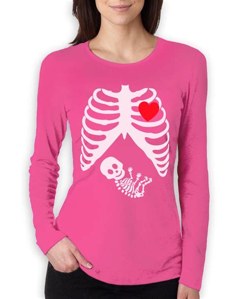 PREGNANT Skeleton XRAY BABY Boy Women Long Sleeve T-Shirt Announcement ...