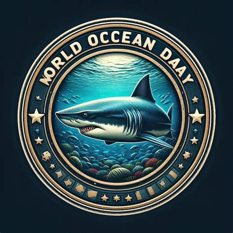 Logotipo e símbolo do tubarão para o Dia Mundial dos Oceanos imagem