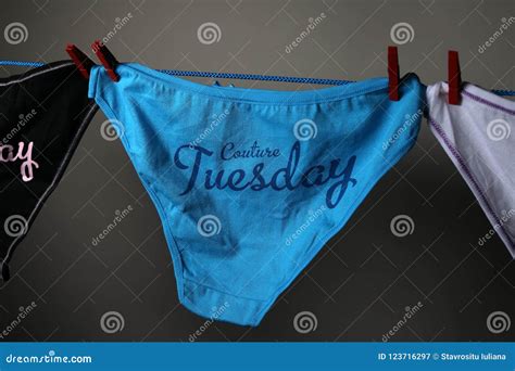 Couture Tuesday Message Panties On The Rope Laundry Stock Image