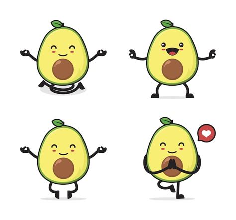 Personaje De Dibujos Animados De Aguacate Vector Premium