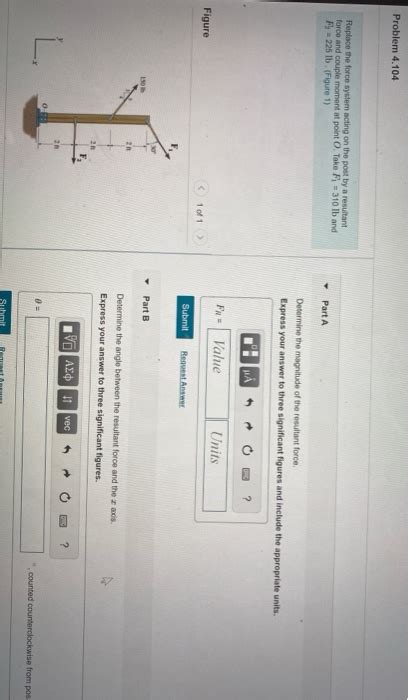 Solved Problem 4 104 Replace The Force System Acting On The Chegg