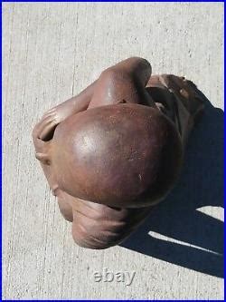 Vintage Asian Burmese Carving Wood Of Kneeling Buddhist Monk Large Statue