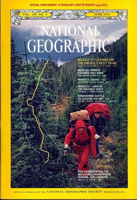 The Front Cover Of National Geographic Magazine Showing Two Men Hiking