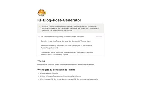 Blogbeitrag Vorlage Von Notion Notion Marketplace