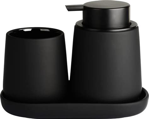 Umlaca Black Bathroom Accessories Set 3 Pcs Ceramic Foaming Bathroom