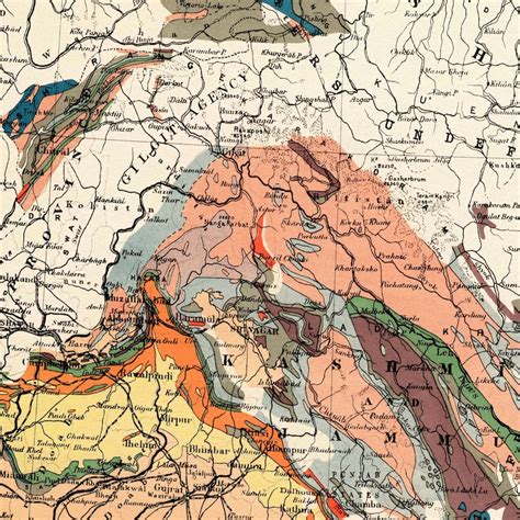 Mapa Geológico Del Himalaya Y El Tíbet Mapa Geológico Etsy México