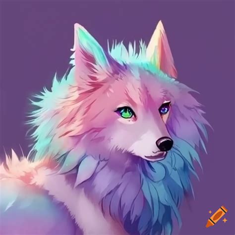 Pastel Colored Cute Wolf With Fluffy Mane On Craiyon