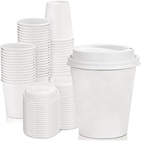 Paquete De Vasos Desechables De Papel Blanco De Onzas Con Tapas