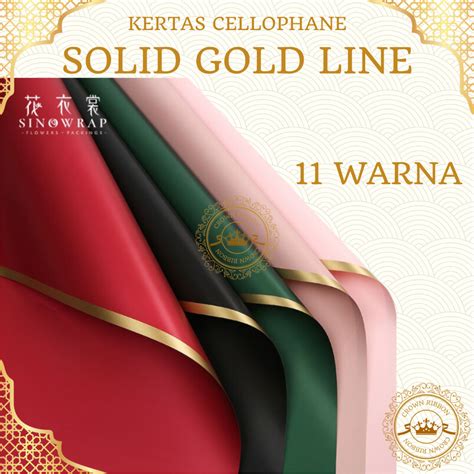 Jual Lembar Kertas Cellophane Buket Bunga Solid Gold Line