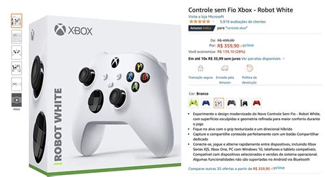 Controle Sem Fio Xbox Robot White Canaltech Ofertas