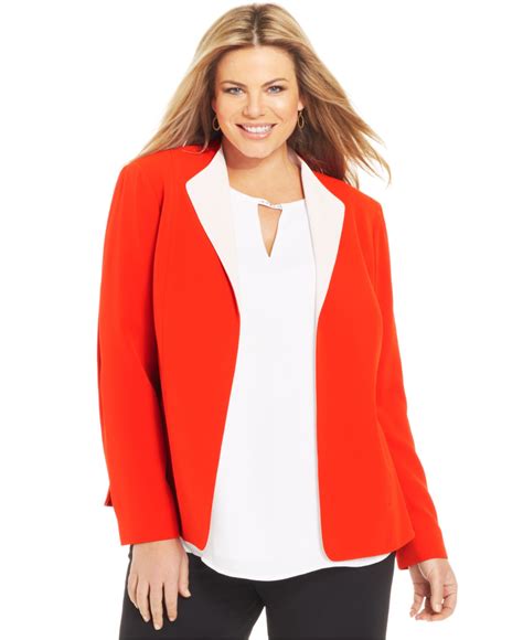 Lyst Jones New York Collection Plus Size Open Front Blazer In Red