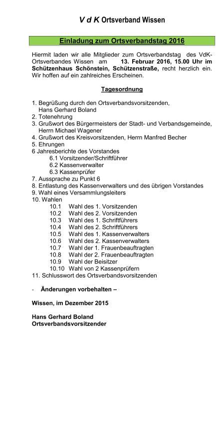 Ortsverbandstag Sozialverband Vdk Rheinland Pfalz