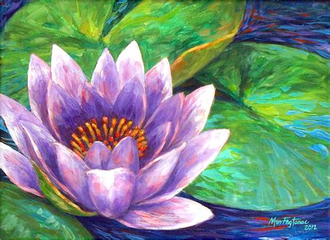 Purple lotus flower Painting by Mon Fagtanac