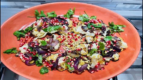 Roasted Cauliflower With Tahini Citrus Sauce And Pomegranate Youtube