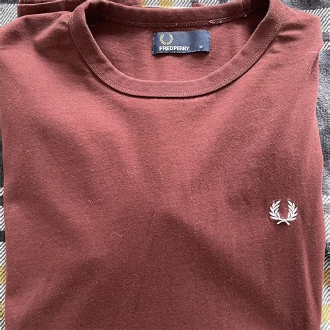 Fred Perry Men S Brown And White T Shirt Depop