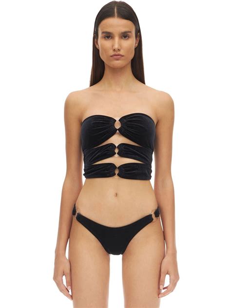 Reina Olga Cage Velvet Bikini Set In Black Lyst