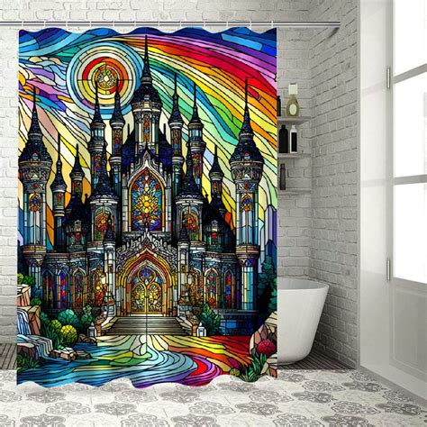 Lzatpd Dreamy Castle Shower Curtain Forest Abstract Romantic Landscape