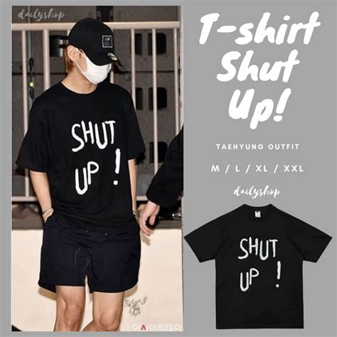 Jual Shut Up Taehyung Bts Outfit Tshirt Hitam Putih Oversized Kaos