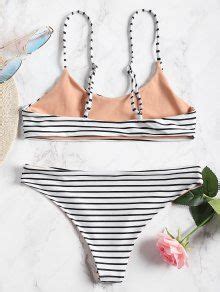 Cami Striped Bralette Bikini Set In WHITE ZAFUL 2024