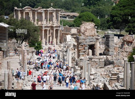 Ruins of Ephesus library, Turkey Stock Photo - Alamy