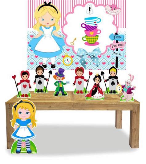 Kit Display Alice no País das Maravilhas Cute 8 Peças Painel