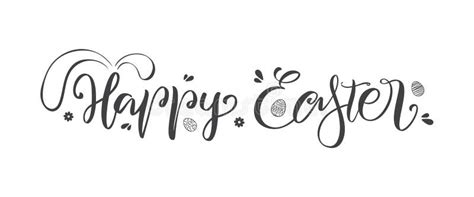 Vector Illustration Handwritten Lettering Of Happy Easter With Bunnies