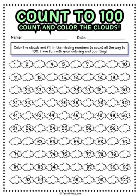 Free Count to 100 Worksheets - Teach Prints