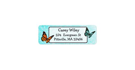 Pretty Teal Butterfly Return Address Label Zazzle