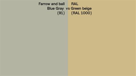 Farrow And Ball Blue Gray 91 Vs Ral Green Beige Ral 1000 Side By Side Comparison