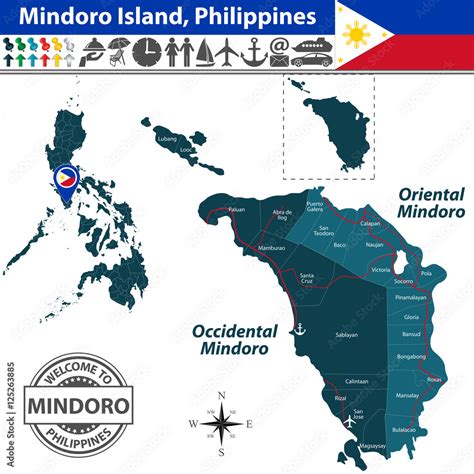 Map of Mindoro island, Philippines Stock Vector | Adobe Stock