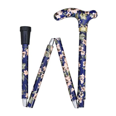 Safety Folding Aluminium Walking Stick Blue Flower (1001.005.FFC ...