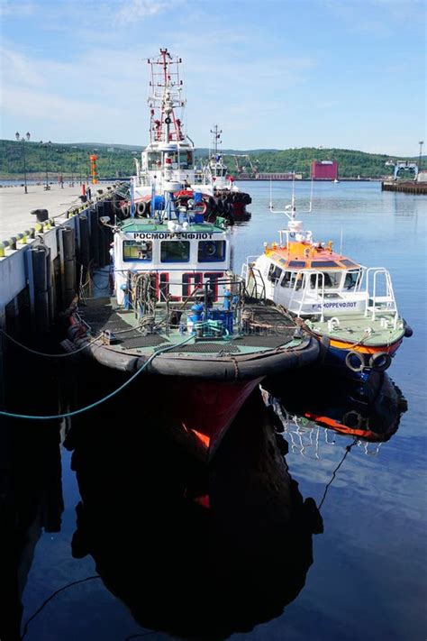 Tugboats Towed To Pier In The Port Editorial Photo Image Of Ripple