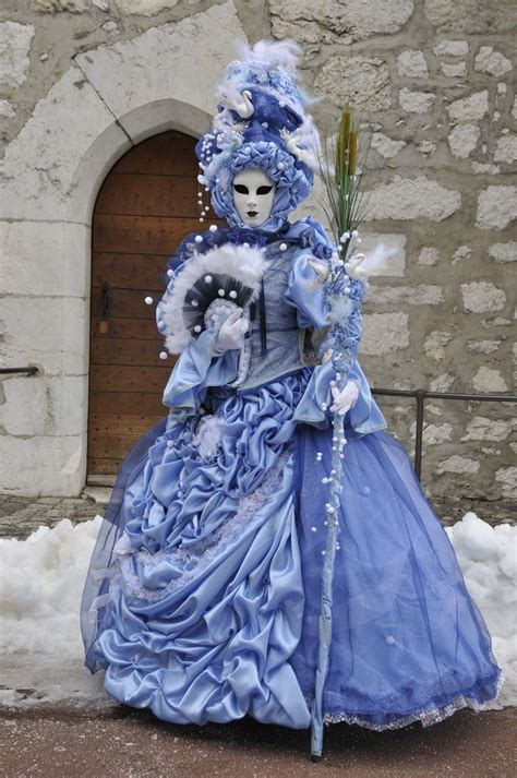 Frothy Dress Of True Blue And Embellished With Swans At Carnival Of