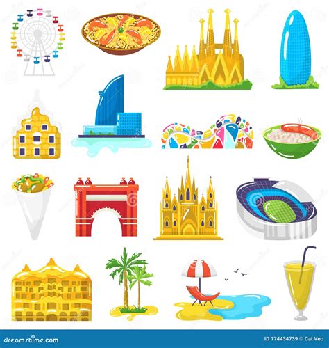 Spain Travel Symbols And Vector Sketch Landmarks | CartoonDealer.com ...