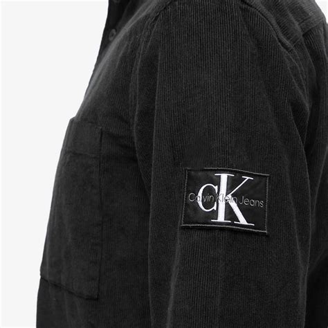 Calvin Klein Monologo Badge Corduroy Shirt Black End